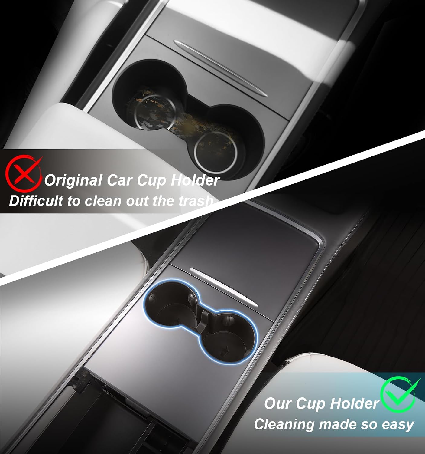 WinDu 5PCS Model 3 Model Y Center Console Organizer Tray Compatible for Tesla 2021-2024 Model Y and 2021-2023 Model 3 Accessories Armrest Hidden Box Storage Tray Cup Holder Camera Cover