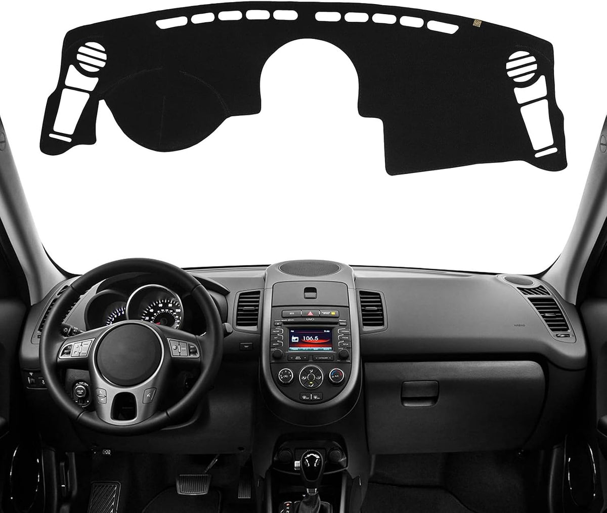 Dashboard Cover Dash Mat Fit for K-ia Soul 2013-2010 (for Left Hand Drive),Car Dash Board Mat Anti-Glare Carpet,Non-Slip Pad Sunshield Protector (Black)