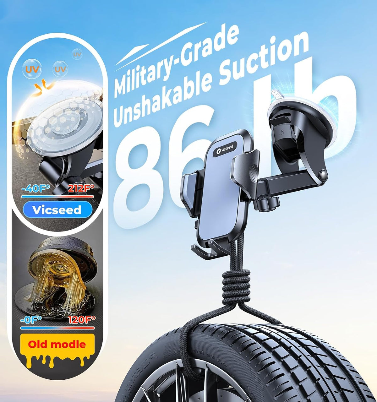 VICSEED 2026 Upgraded [86LBS Ultra-Powerful Suction] Car Phone Holder Mount