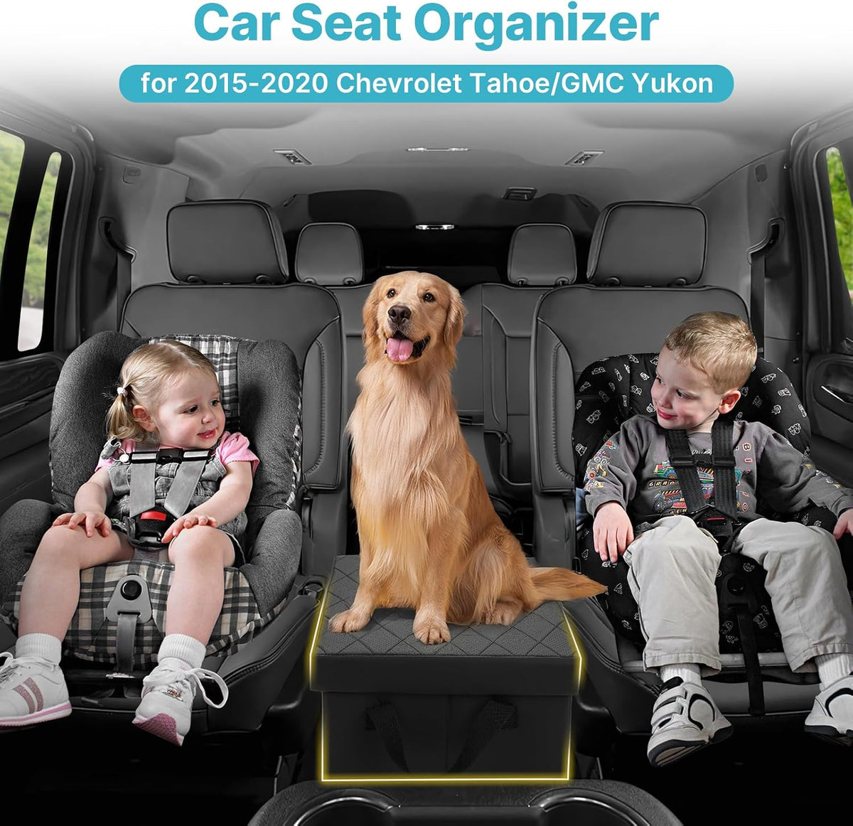 Mixsuper Liner Car Seat Organizer for 2015-2020 Chevy Tahoe/GMC Yukon, Console Organizer Backseat Box for Chevy Tahoe, Dog Box Storage Bin Supplies Travel Accessories