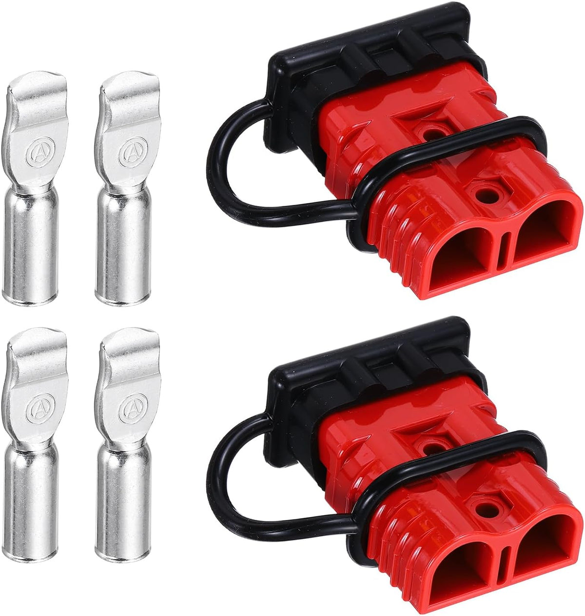 MECCANIXITY Battery Power Connector with Dust Cover,175A 1/0AWG,2AWG,4AWG Wire Harness Plug Connector Battery Quick Connect/Disconnect Jumper Cable Plug for Winch Auto Car,Red,2Set