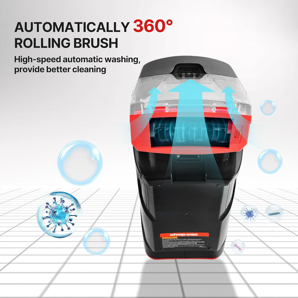 Shop-Vac 3-in-1 Cordless Spot Cleaner, Handheld Upholstery Cleaner with Spray, Rolling Brush and 5.5kPa Suction, 2 Water Tanks, USB-C Rechargeable