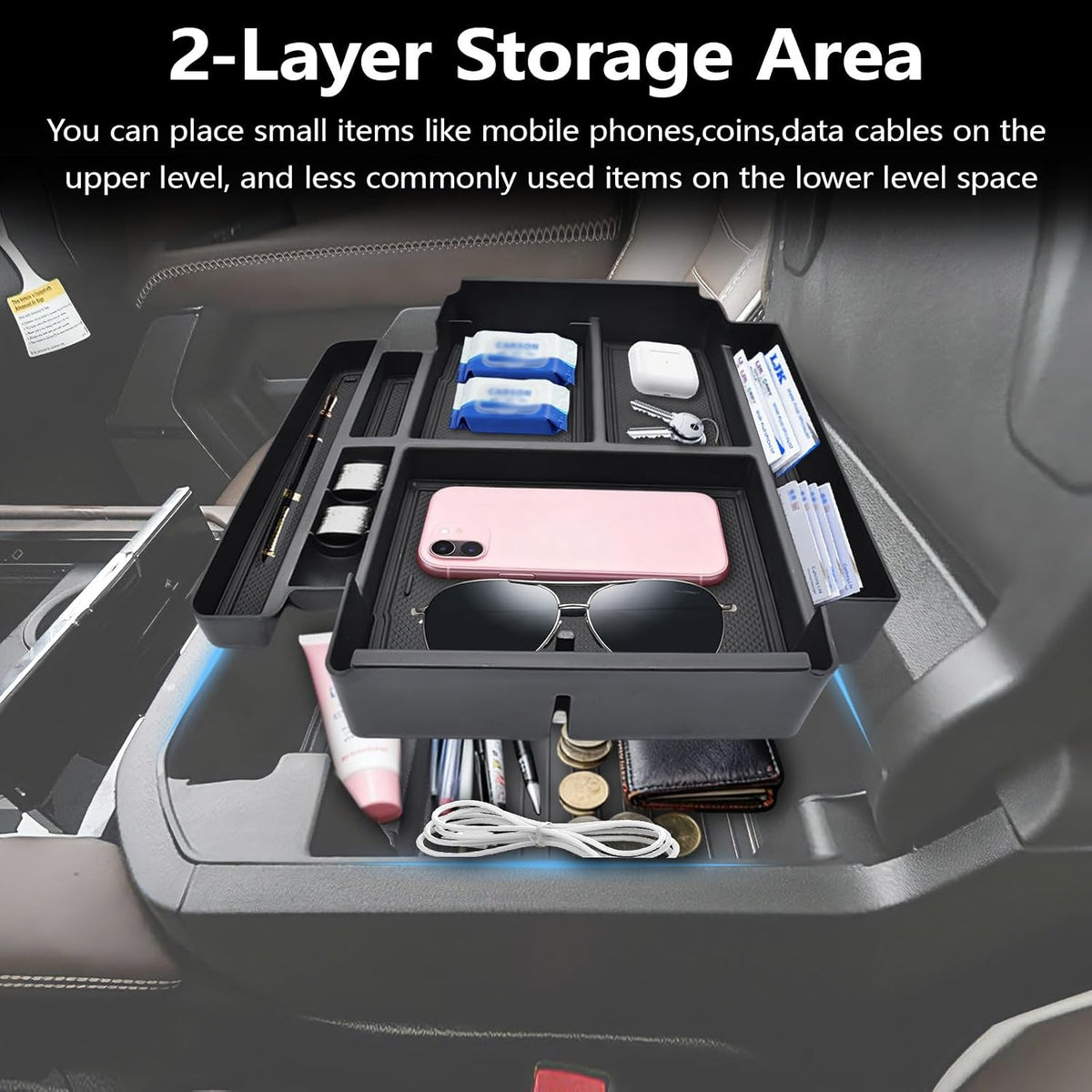 Center Console Organizer for 2021-2026 GMC YuKon Denali, Tahoe/Suburban