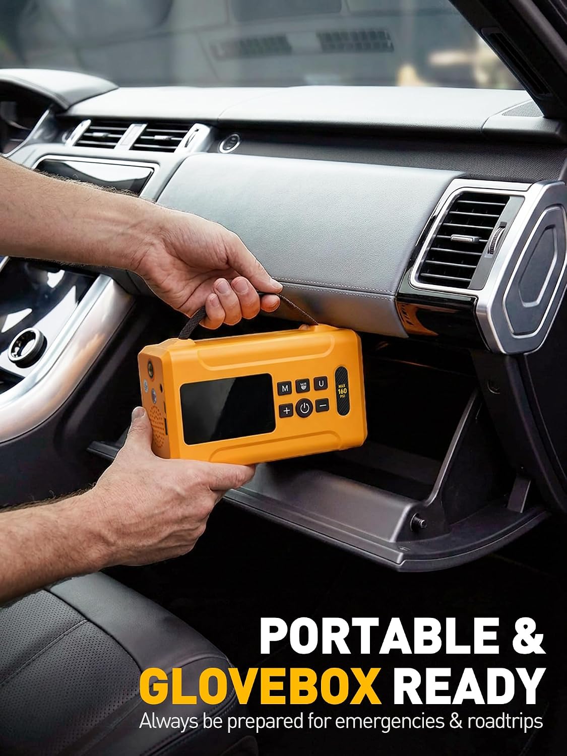 Tire Inflator Portable Air Compressor 160 PSI Air Pump for Cars 8000 mAh & 12V DC Dual Powered Fast 30L/min, Digital Tire Pressure Gauge, LED Lights, 5 Modes Presetting, Auto Shut-off