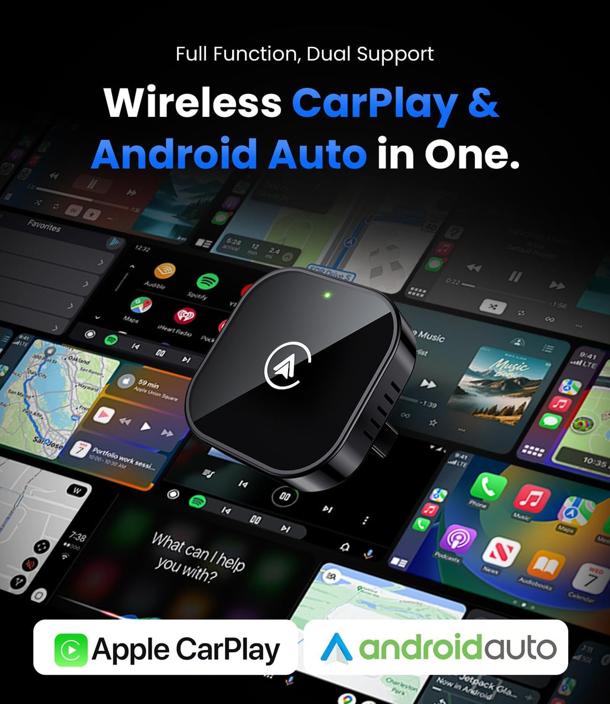 Teeran 2 in 1 Wireless CarPlay and Android Auto Adapter
