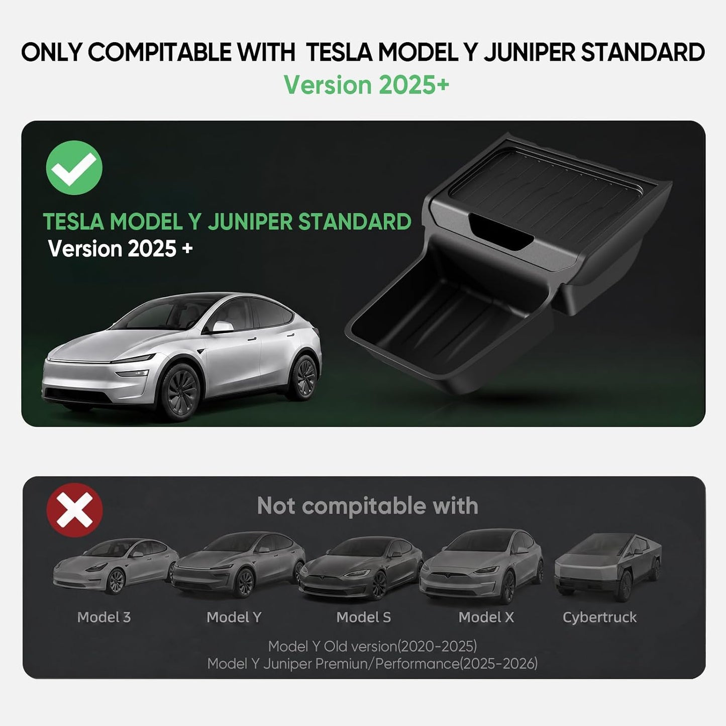 Center Console Organizer with Cup Holder for Tesla Model Y Juniper Standard Version 2025+,Insert Tray with Easy-Open Lid, Dual-Layer with Quick Access & Deep Storage, Easy Install & Removable