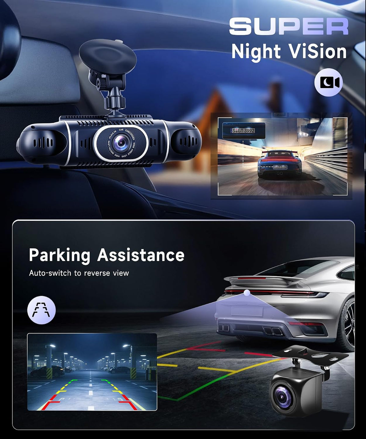 360° Dash Cam Front/Rear/Inside/Side 4-Channel Dash Camera FHD 2K+1080P×3 Car Dash Cam with WiFi, APP Control, 64GB SD Card Included, 8 IR Night Vision, G-Sensor, 24/7 Parking Mode