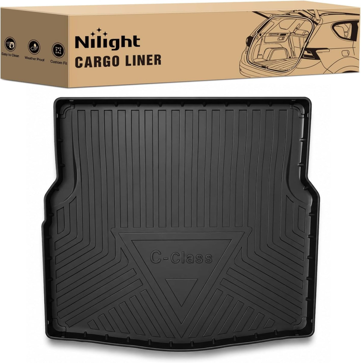 Nilight Cargo Mat for Mercedes Benz C Class C300 C43 AMG Sedan 2015-2021