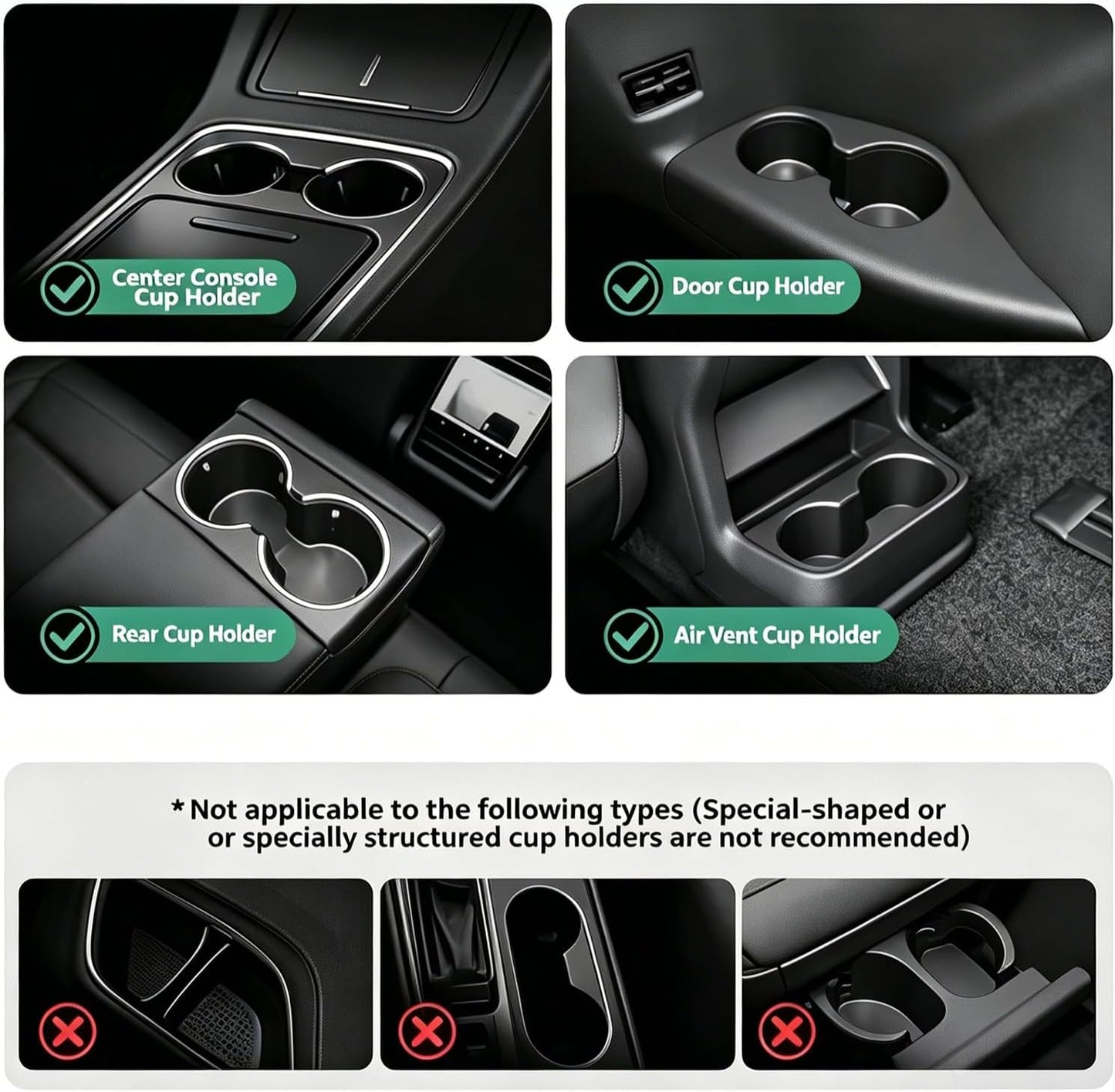 SYDSZ Car Cup Holder Tray, Center Console Mount Car Food Tray Table for Eating, 11 LBS Load Capacity Cup Holder Expander, Universal Car Tray for Drinks, Meals, Laptop, Fits Most Vehicles
