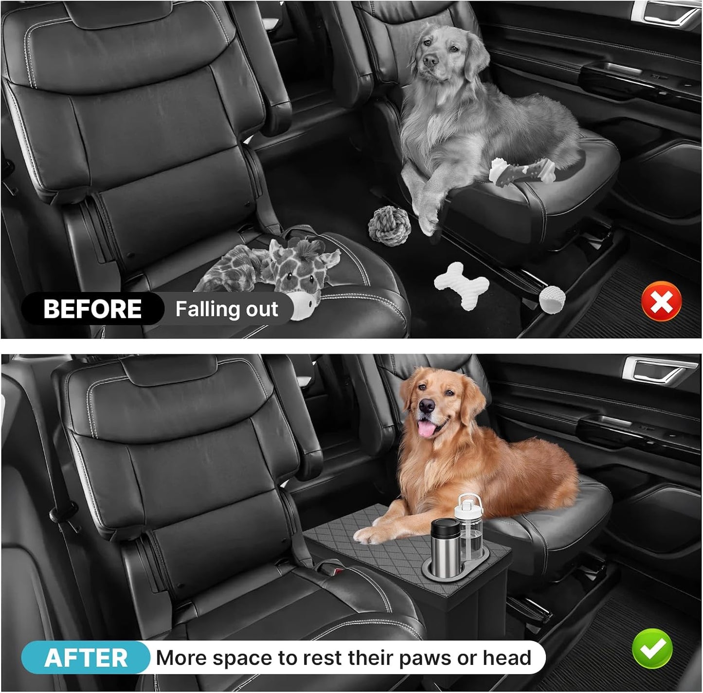 Mixsuper Liner Car Seat Organizer for Kia Telluride 2020-2026 Center Console Organizer with Cup Holders for Telluride, Kids Toys Baby Supplies Dog Toy Box Storage Bin Travel Accessories