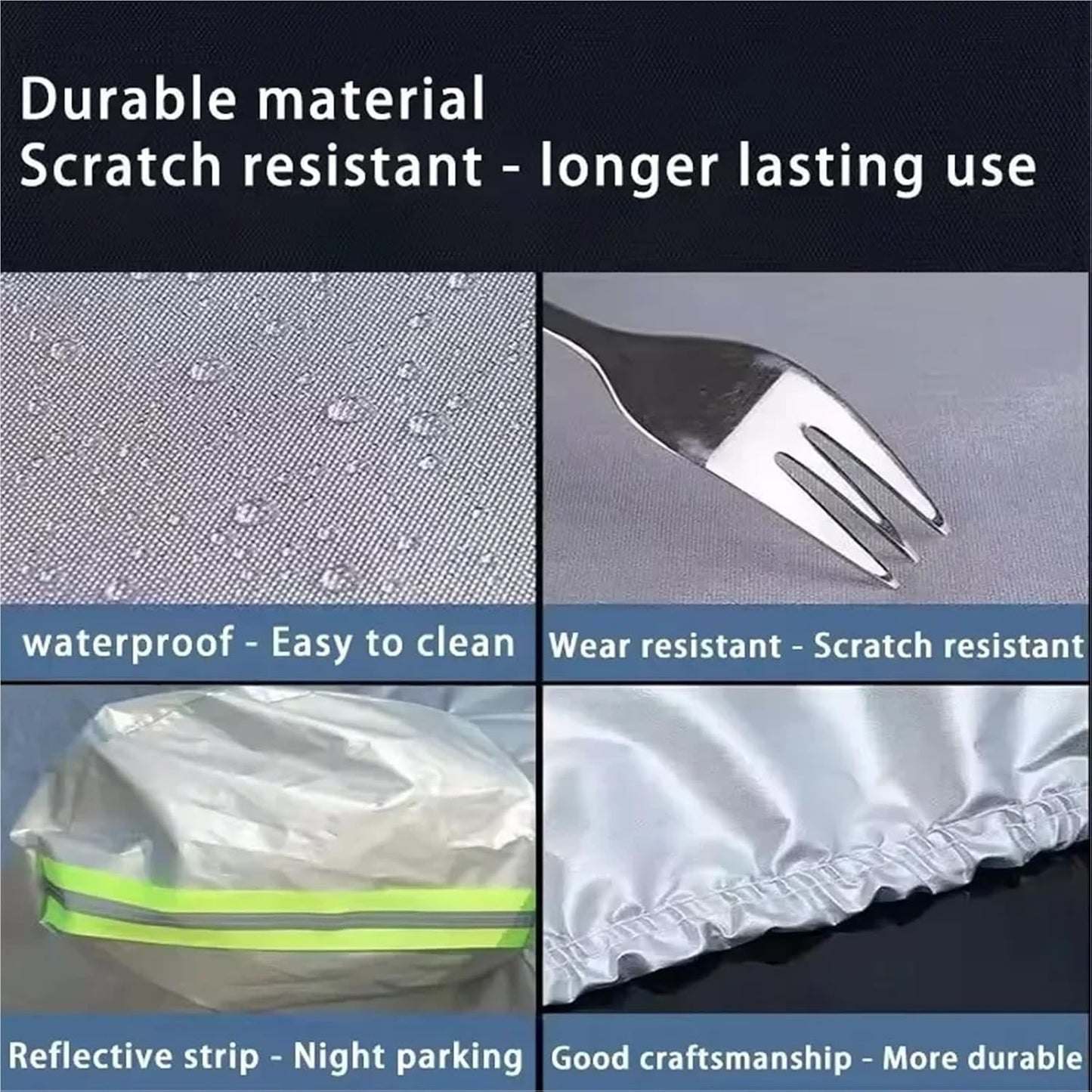 6 Layers Car Cover Waterproof All Weather for Automobiles, Outdoor Full Cover Rain Sun UV Protection with Zipper Cotton, Universal Fit for Sedan (194-208 inch)