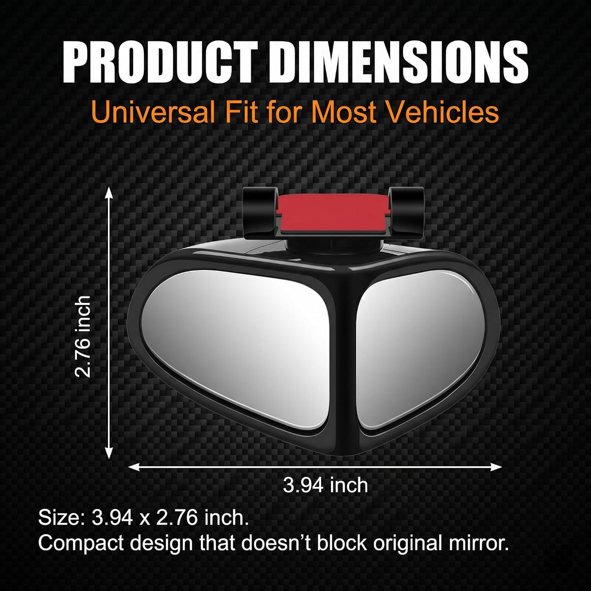 2 PCS Car Blind Spot Mirror, Double-sided 360 Degrees Adjustable Wide-angle Mirror, High-definition Reverse Auxiliary Accessories, for Most Cars (Black)