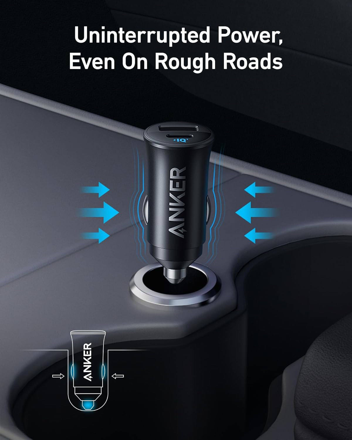 Anker 30W 2-Port PowerIQ 3.0 USB C iPhone Car Charger, Type-C Car Adapter