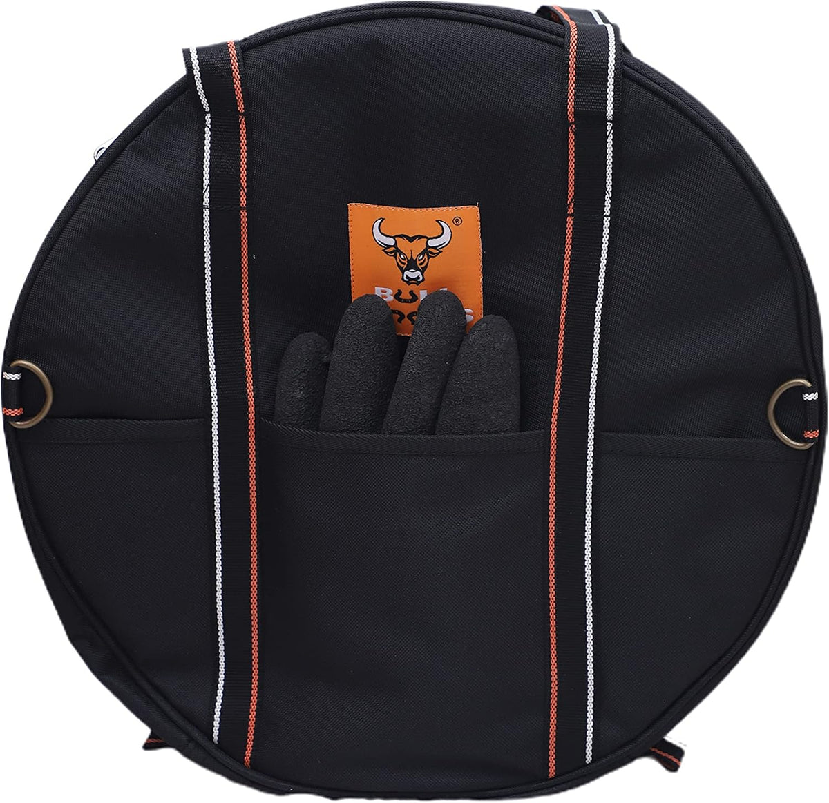 BULL TOOLS EV Charging & Jumper Cable Storage Bag, Organizer 6 Pocket Handmade Carry Bag - 15x15x4 Inch Waterproof Ballistic Polyester Round Bag, Cords, Small Tools, For Motor Vehicles - Black