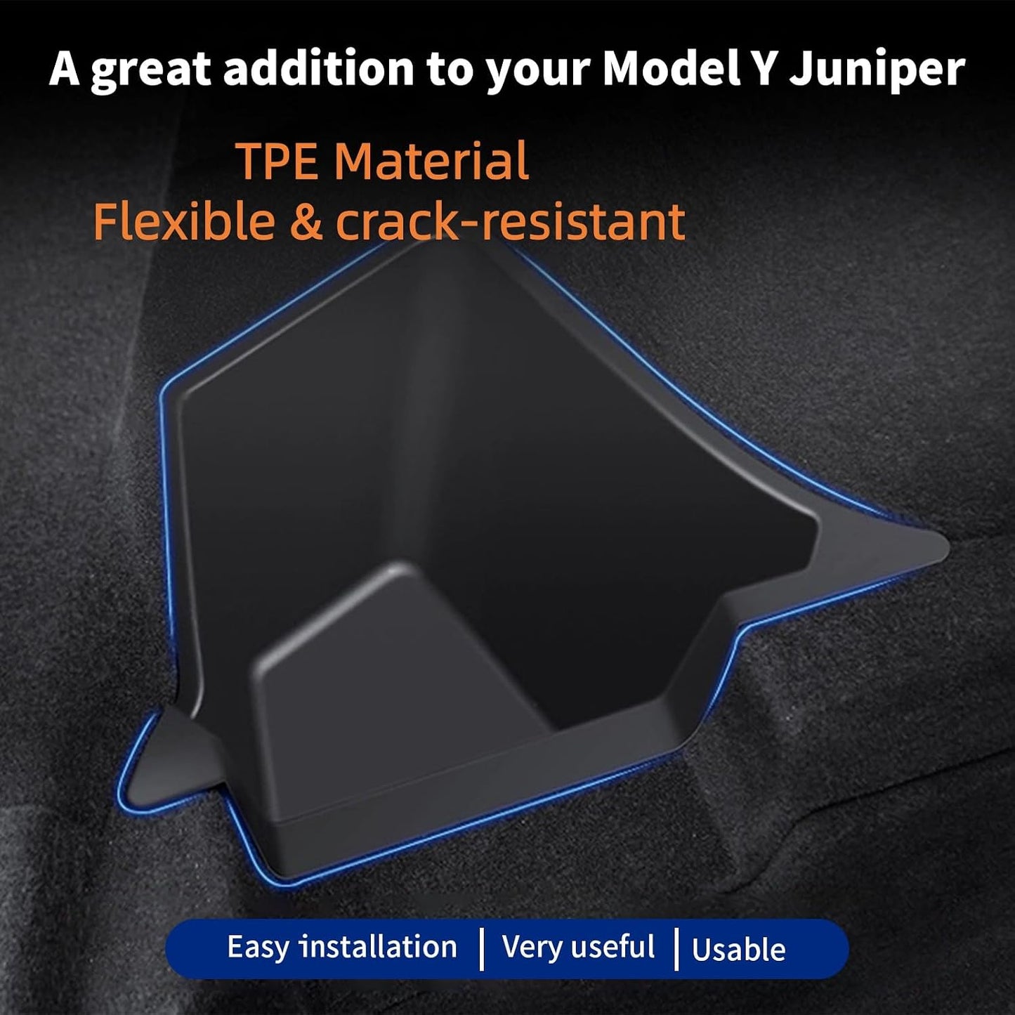 Tesla Model Y Juniper Trunk Storage Bins 2025 2026 TPE Rear Trunk Organizer Storage Box with Lids Tesla Model Y Accessories 2026