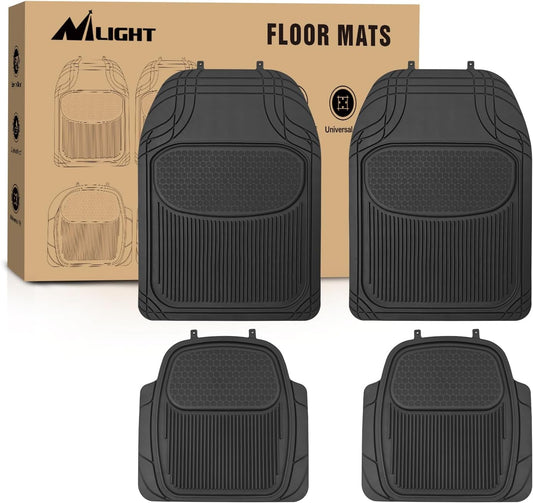 Nilight PVC Floor Mats for Cars Trucks SUVs,Universal Trim to fit for Most Vehicles,All Weather Protection Heavy Duty Floor Liners,Pack of 4