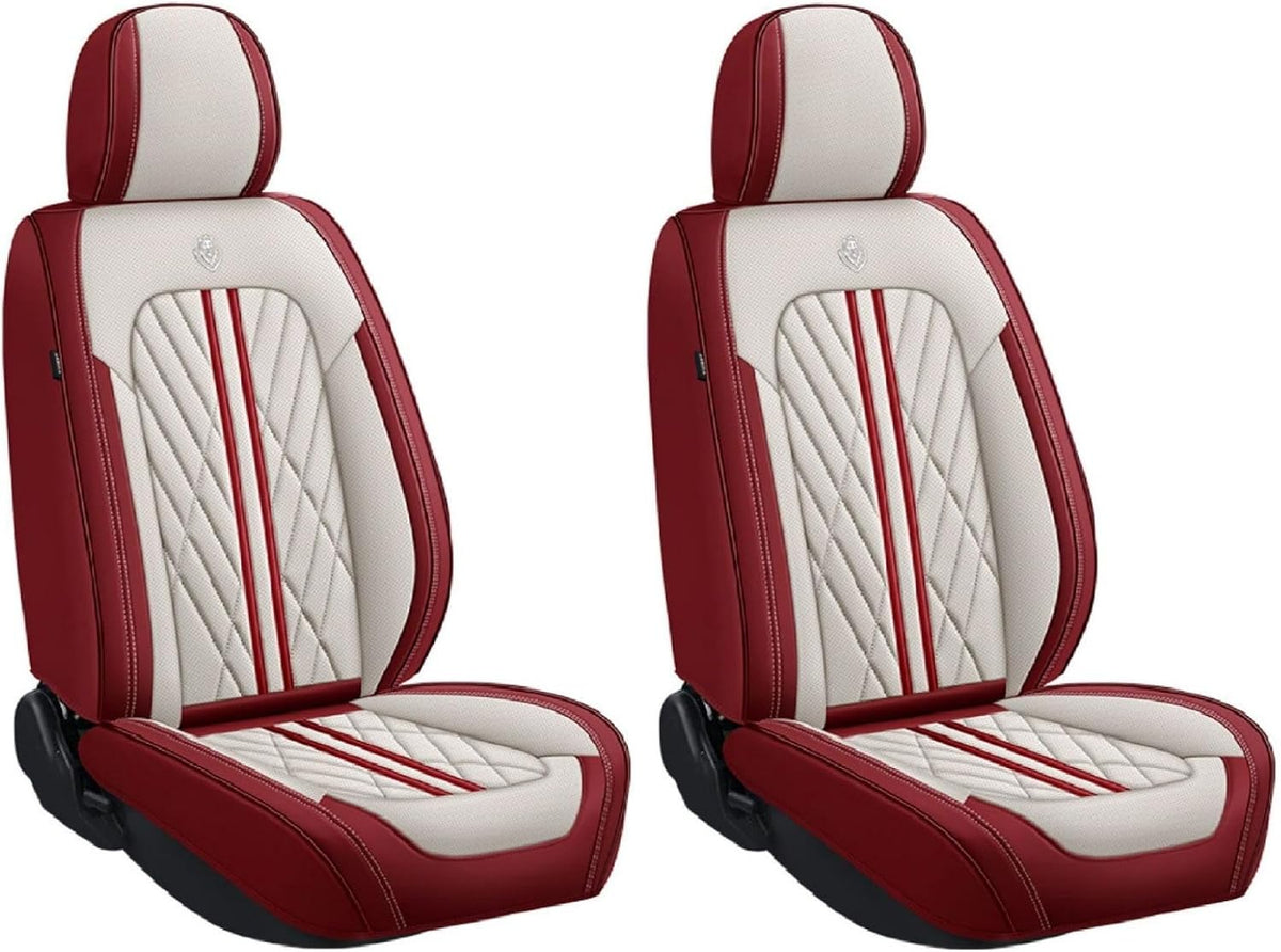 Premium Nappa Leatherette Car Seat Cover Set Custom Fit for Honda CR-V CRV 2000-2023 2024 2025 2026 Water-Proof Breathable Faux Leather Seat Cushion Protectors (Full Set 5 Seats,Beige Red)