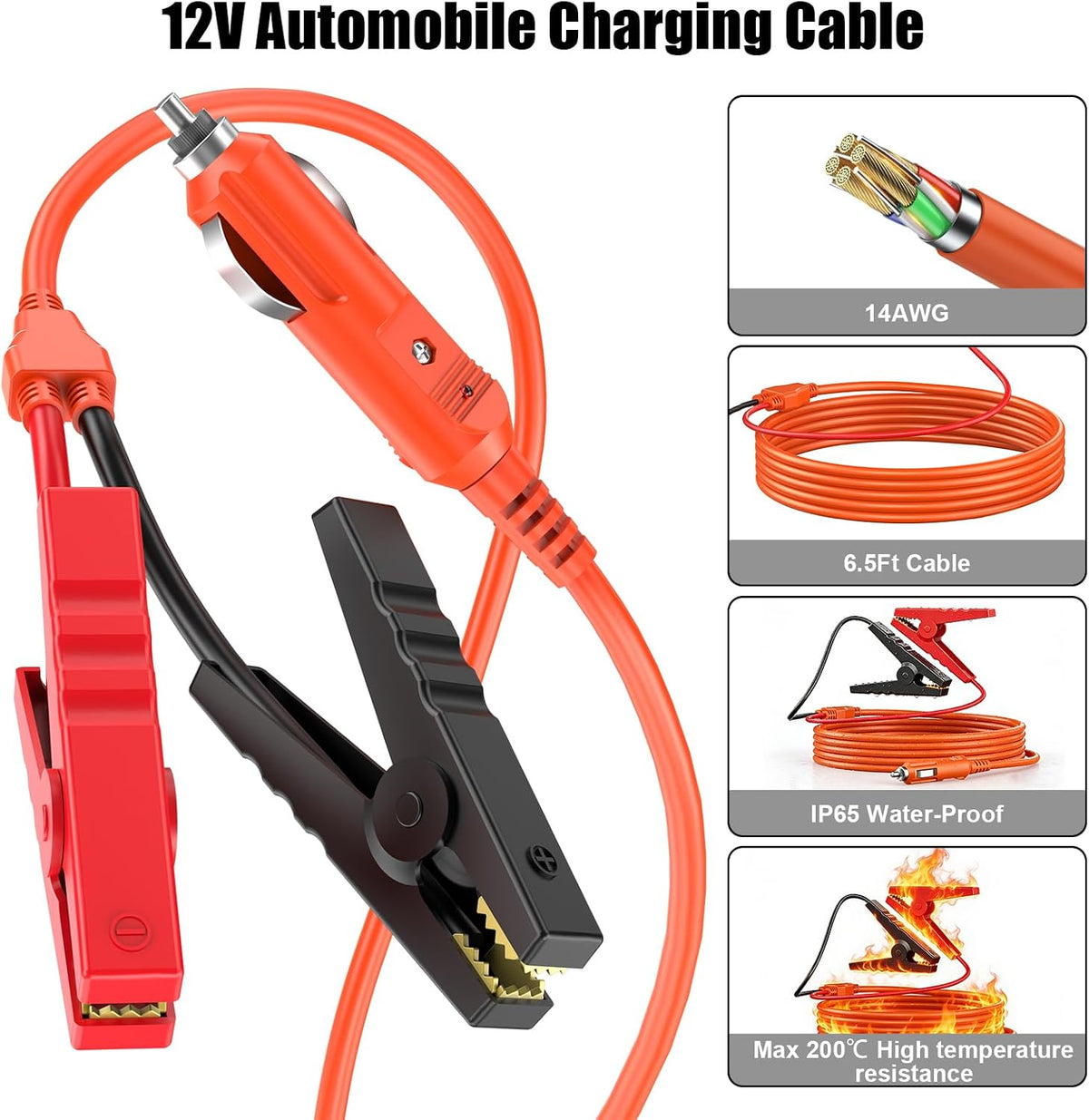 6.6Ft 12V Automobile Battery Charging Cable Compatible with Jackery Portable Power Station Explorer Cigarette Lighter Charger DC Adapter Cord