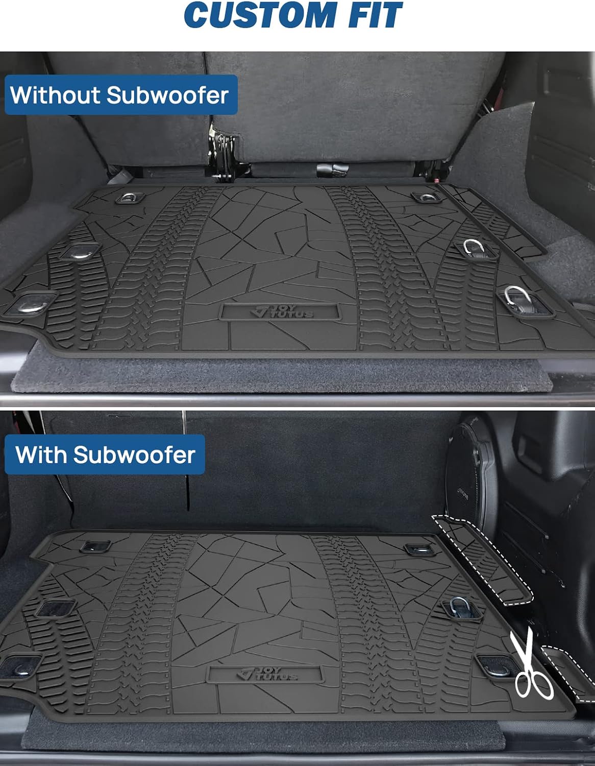 JOYTUTUS Cargo Mat fits 2018-2026 Wrangler JL 4X4 with OEM Subwoofer, All-Weather Guard Trunk Mat Cargo Liners Heavy Duty Waterproof Odorless Durable for Wrangler JL 2018-2026 4 Door - NOT FIT 4XE