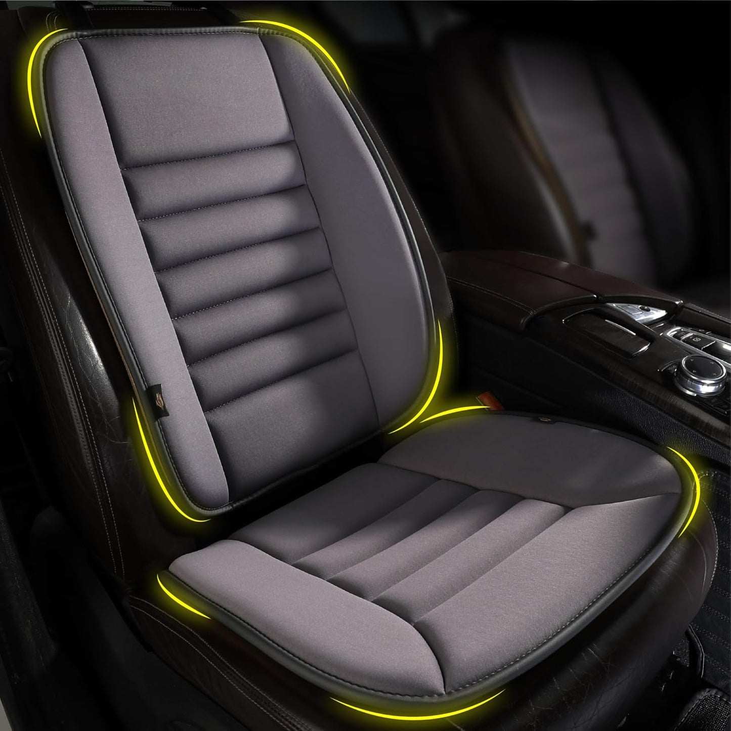 kingphenix Car Seat Cushion with Back Support Pillow, Memory Foam, Grey | Memory Foam Car Cushion for Long Driving, Truck, Office Chair, Tailbone and Lower Back Support