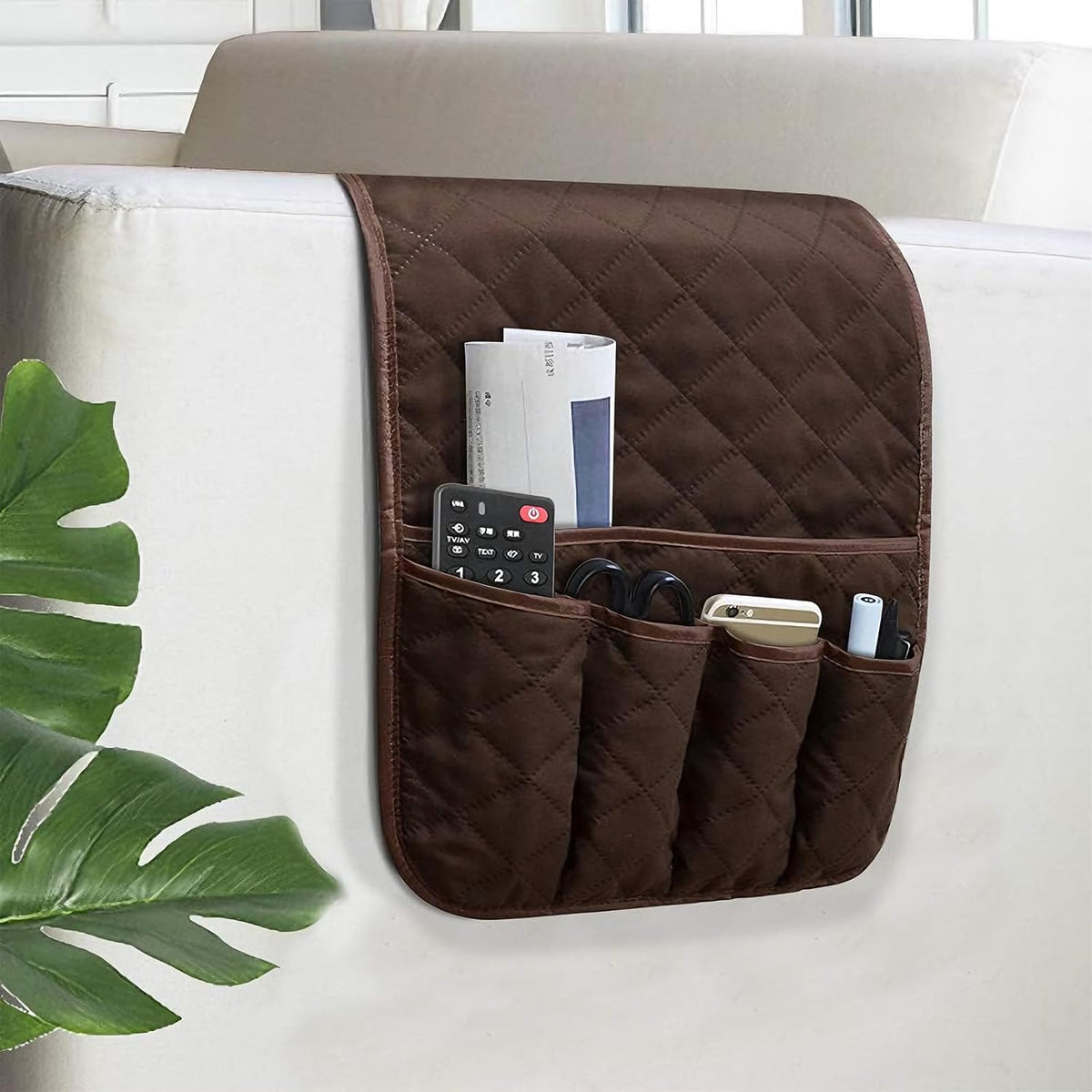 Armchair Caddy for Recliner, Non Slip Sofa Arm Organizer, Coffee