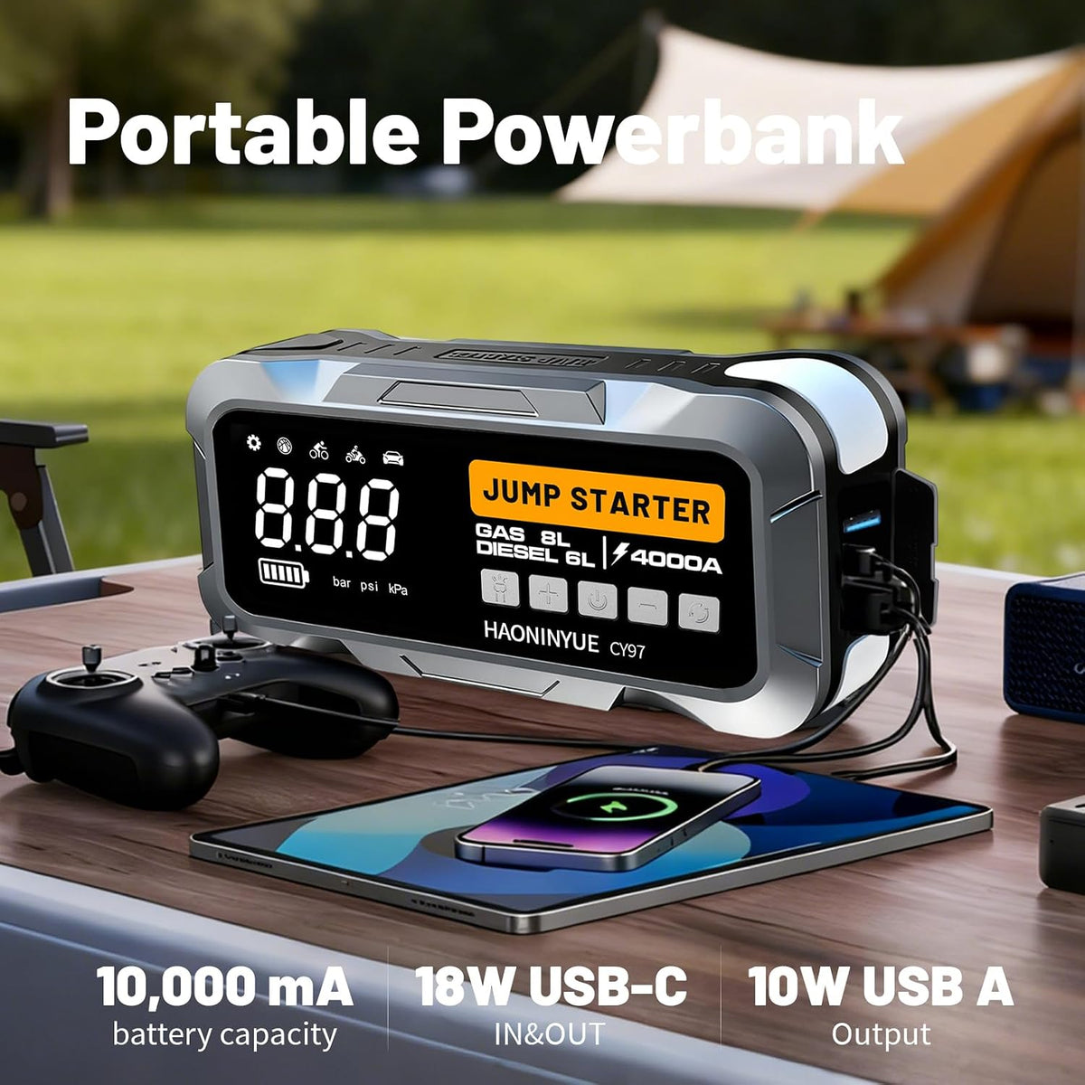 4000A Jump Starter with Air Compressor, 150PSI for Car