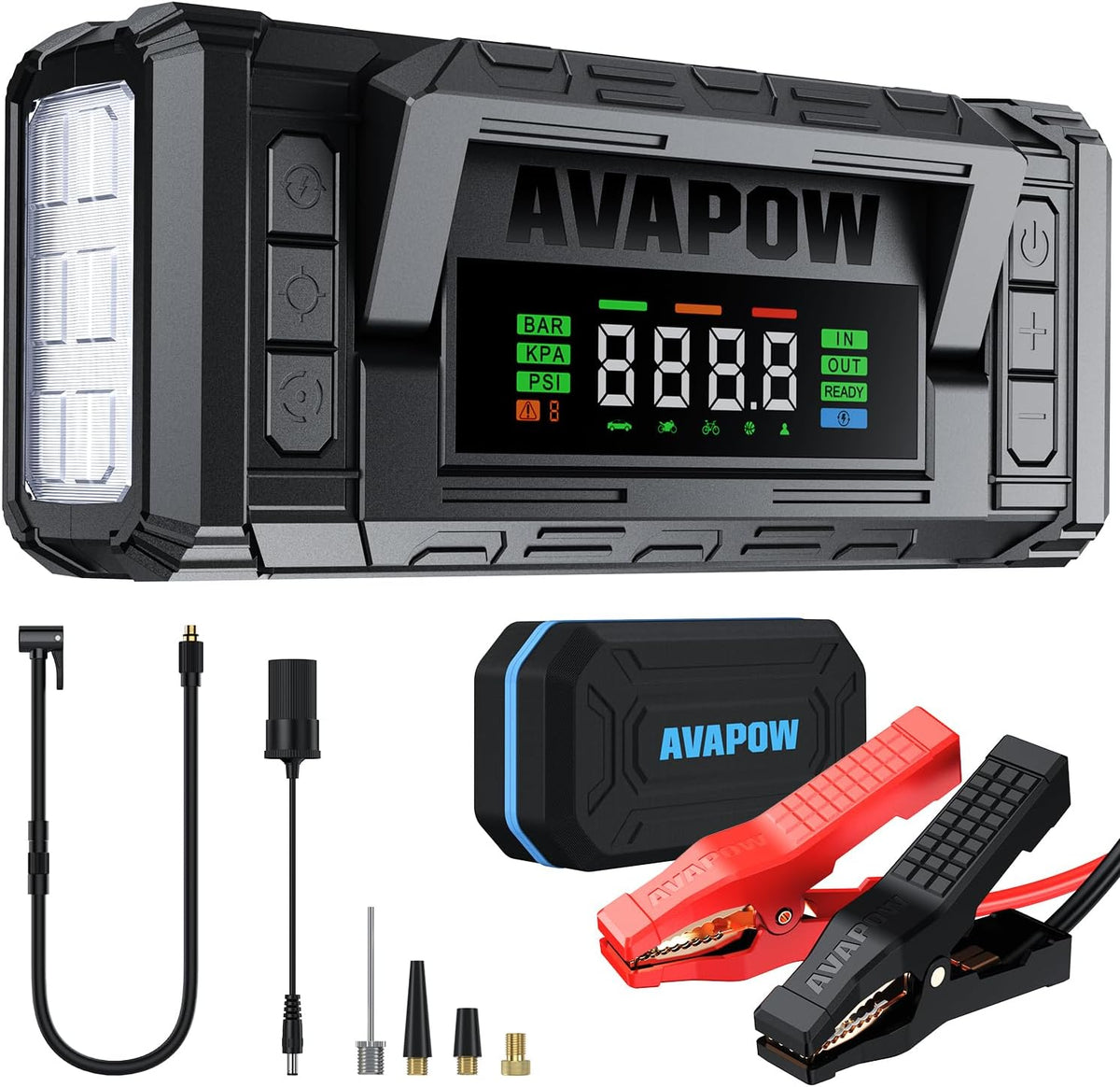 AVAPOW 10000A Jump Starter with Air Compressor, 12V Portable Jump Box