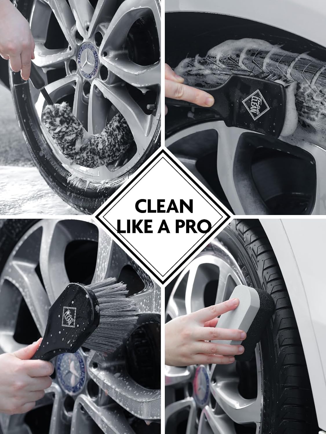 Fantasticlean 7PCS Wheel Brush Kit for Cleaning Tires