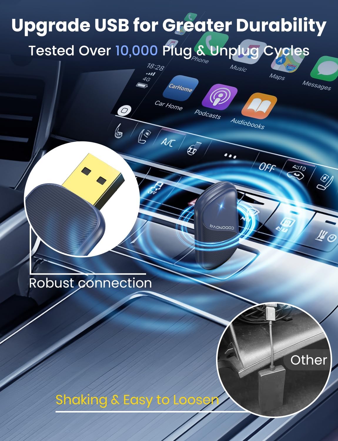 Mini Wireless CarPlay Adapter for iPhone & Android Auto - Wired to Wireless