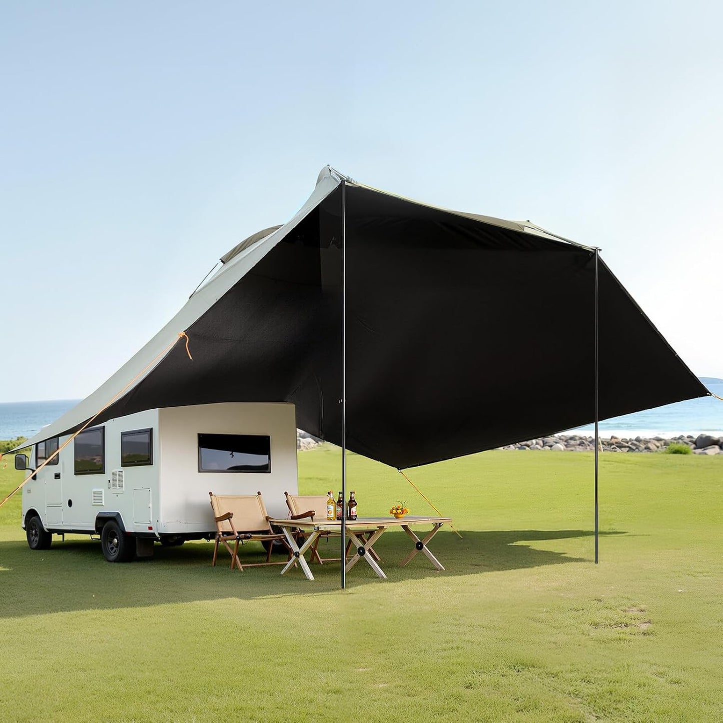 VEVOR Versatility Camping Tent, Auto Canopy Sun Shade UV50+ PU3000mm, Car Tailgate Sun Shelter for Truck Bed, SUV, RV, Van, Trailer and Overlanding, Portable Teardrop Awning Canopy Tear Resistant Tarp
