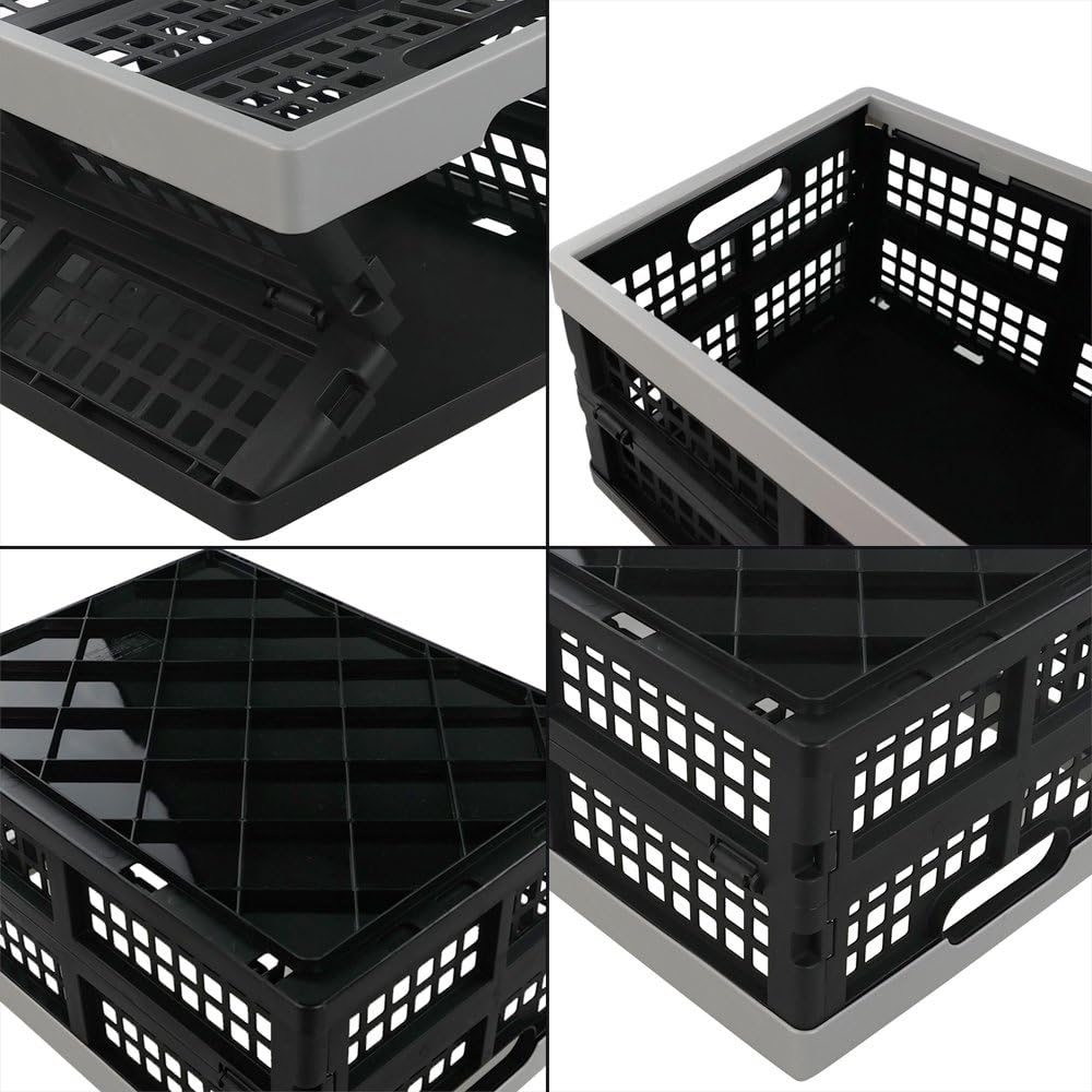 Jekiyo 16-Liter Folding Crates Storage, Collapsible Container Plastic, Set of 1