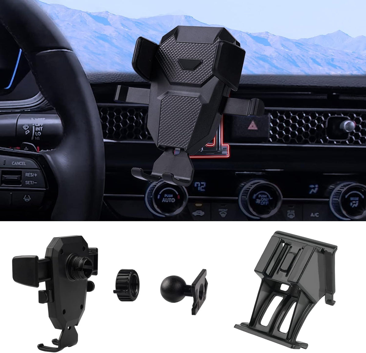 Karltys Car Phone Holder, Honeycomb Dashboard Car Phone Mount Thick Case Friendly, Hands Free Phone Holder for Honda Civic 2022-2025 2026 11th Gen. Interior Accessories
