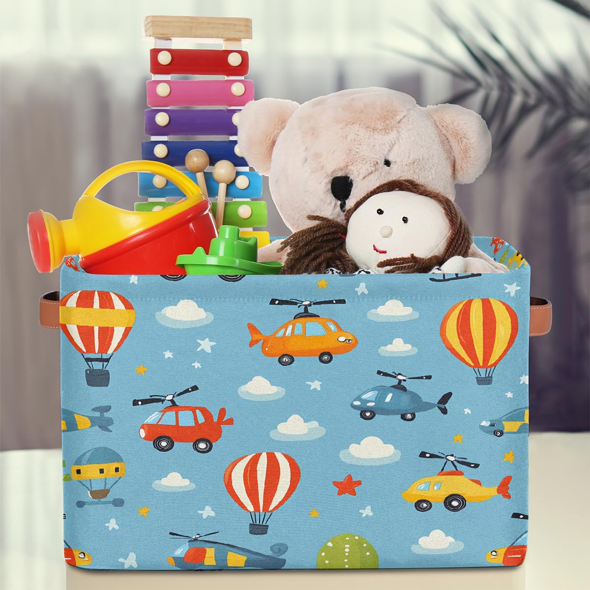 Cars Helicopters Storage Baskets for Organizing, Fabric Collapsible Storage Bins Box Cartoon Decorative Toy Organizer Baskets for Closet Shelves Gift Basket 1 Pc