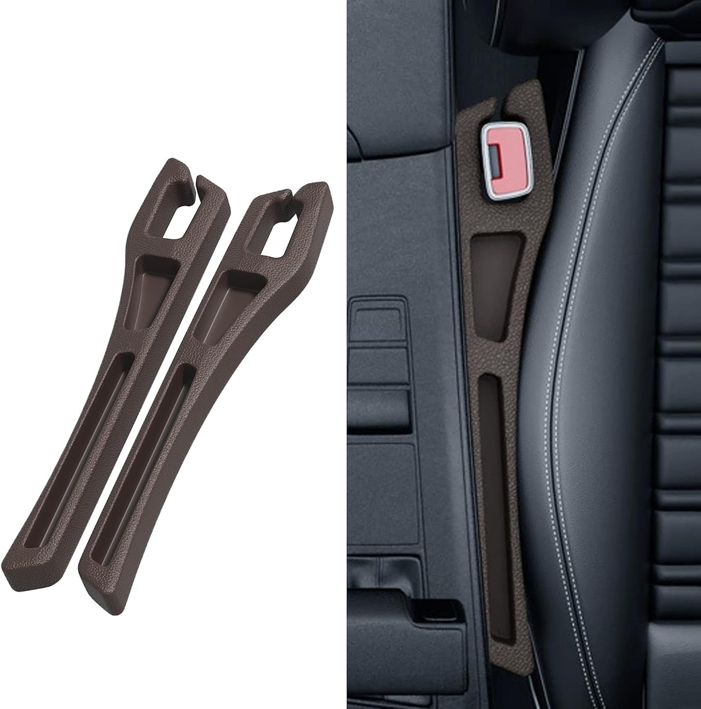 2PCS Car Seat Gap Filler Organizer,Multifunctional Car Gap Filler Organizer Storages Function ,Universal Console Catcher Between Seats Cars Interior Accessories (Balck)