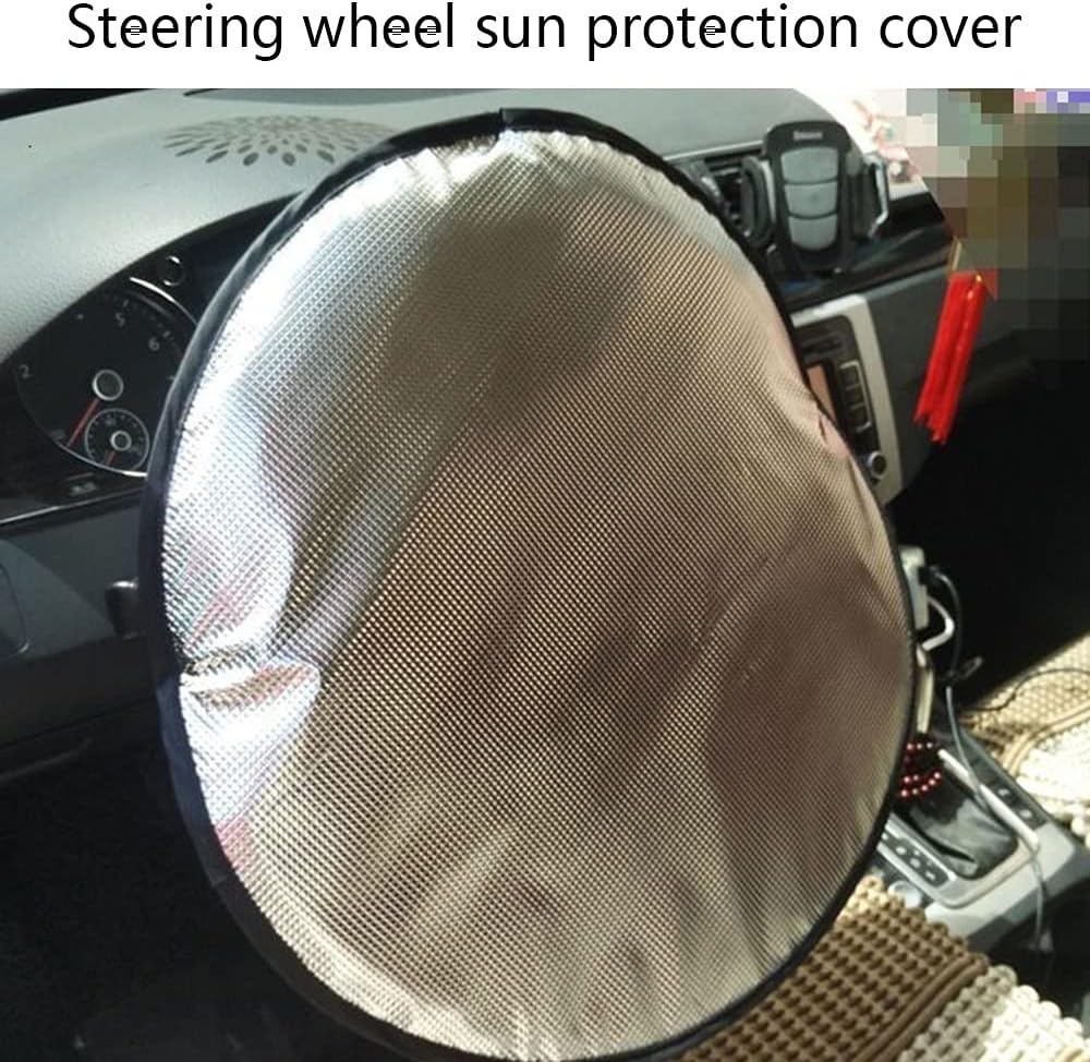 Steering Wheel Sun Shade Cover, Steering Wheel Sun Block Anti-Heat Aluminum Foil Steering Wheel Cover Steering Wheel Sun Heat Shield for SUV Truck Van