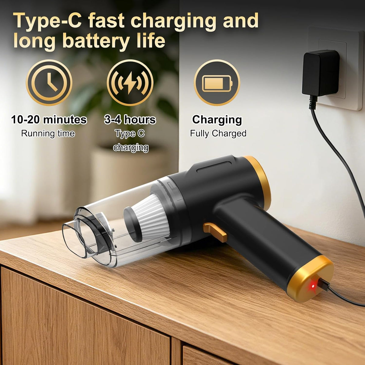 ONYXROSE Car Handheld Mini Vacuum Cleaner, Cordless Portable with 90W Motor, HEPA Filter, USB-C Charging, Blow Function & Multi-Attachments, 1.1Lbs Lightweight for Car Interior Cleaning