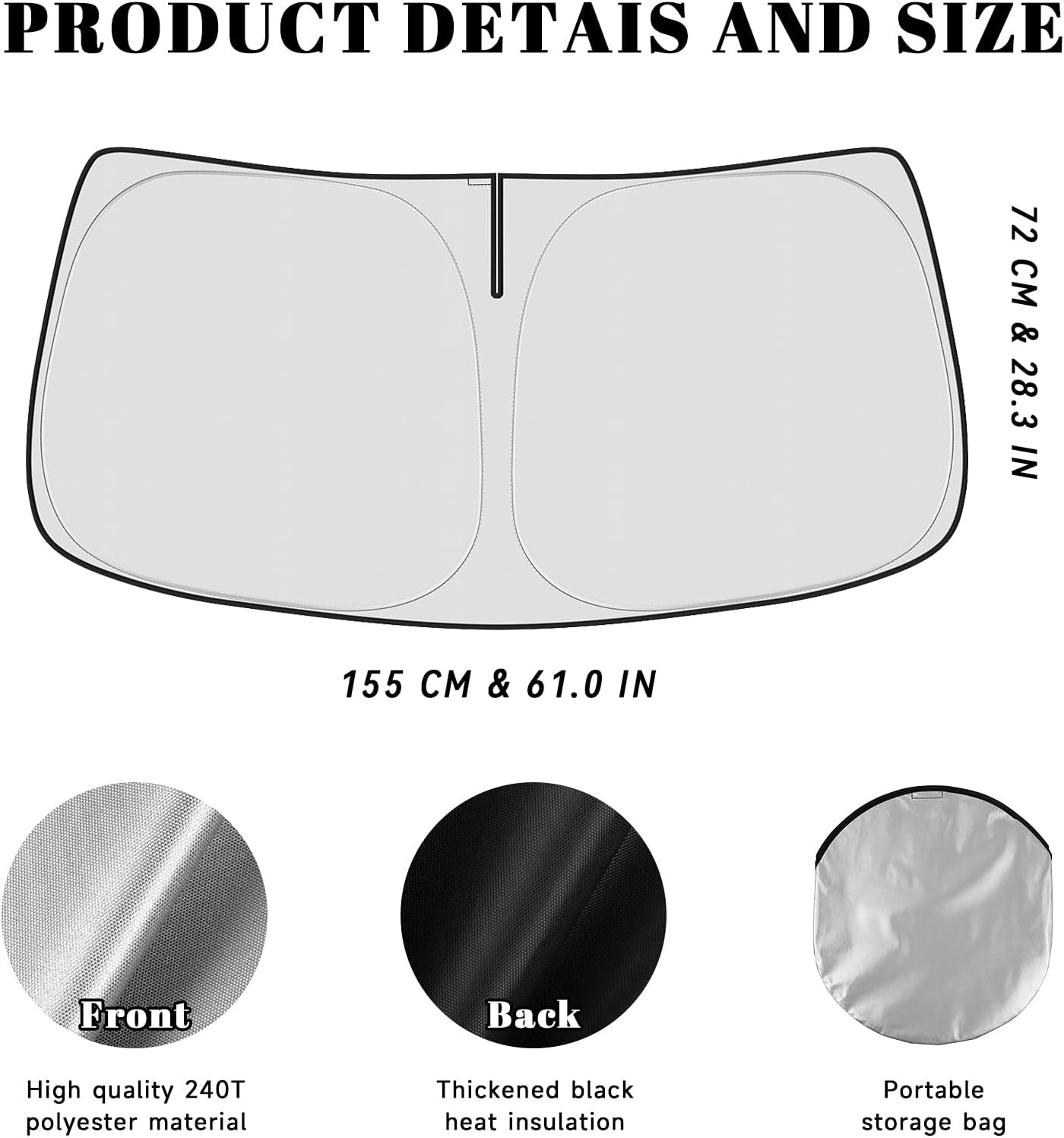 Car Windshield Sun Shade for Chevy 2014-2018 Silverado 1500 & for GMC 2014-2018 Sierra 1500 Accessories (OEM Design) Reflective Foldable Heat Insulation Sunshade for Ultimate Protection