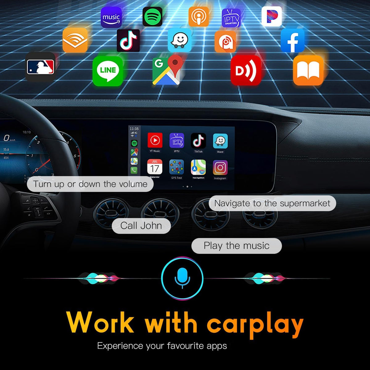Wireless Adapter,USB Dongle Converts Compatible with CarPlay&Android Auto