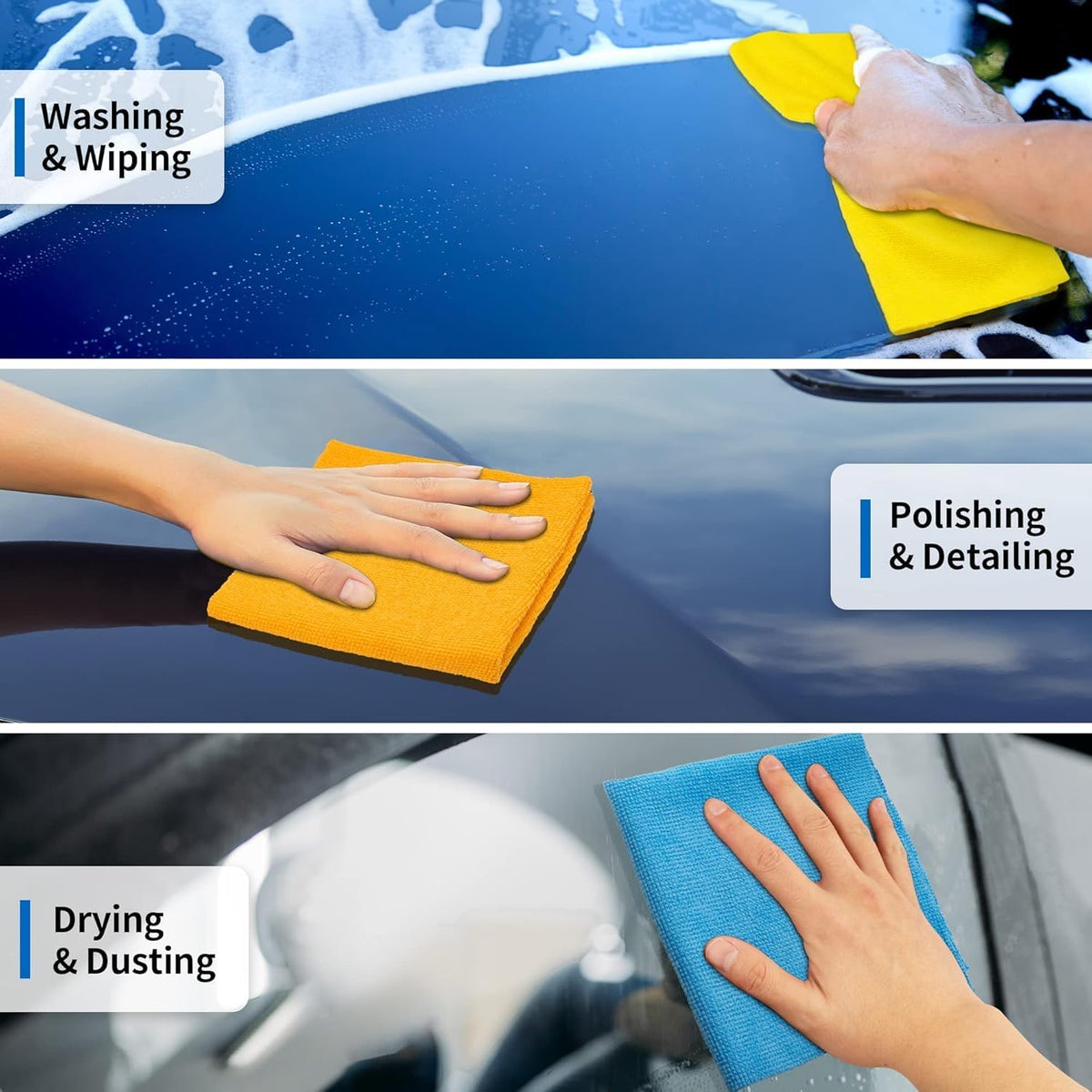 Microfiber Cleaning Cloth, 150 Pack Cleaning Rags Microfiber Towel Bulk Absorbent Lint-Free Wash Cloths, All-Purpose Towels for Cars, Shop, Automotive, Garage, Home and Kitchen 11.5"*11.5"