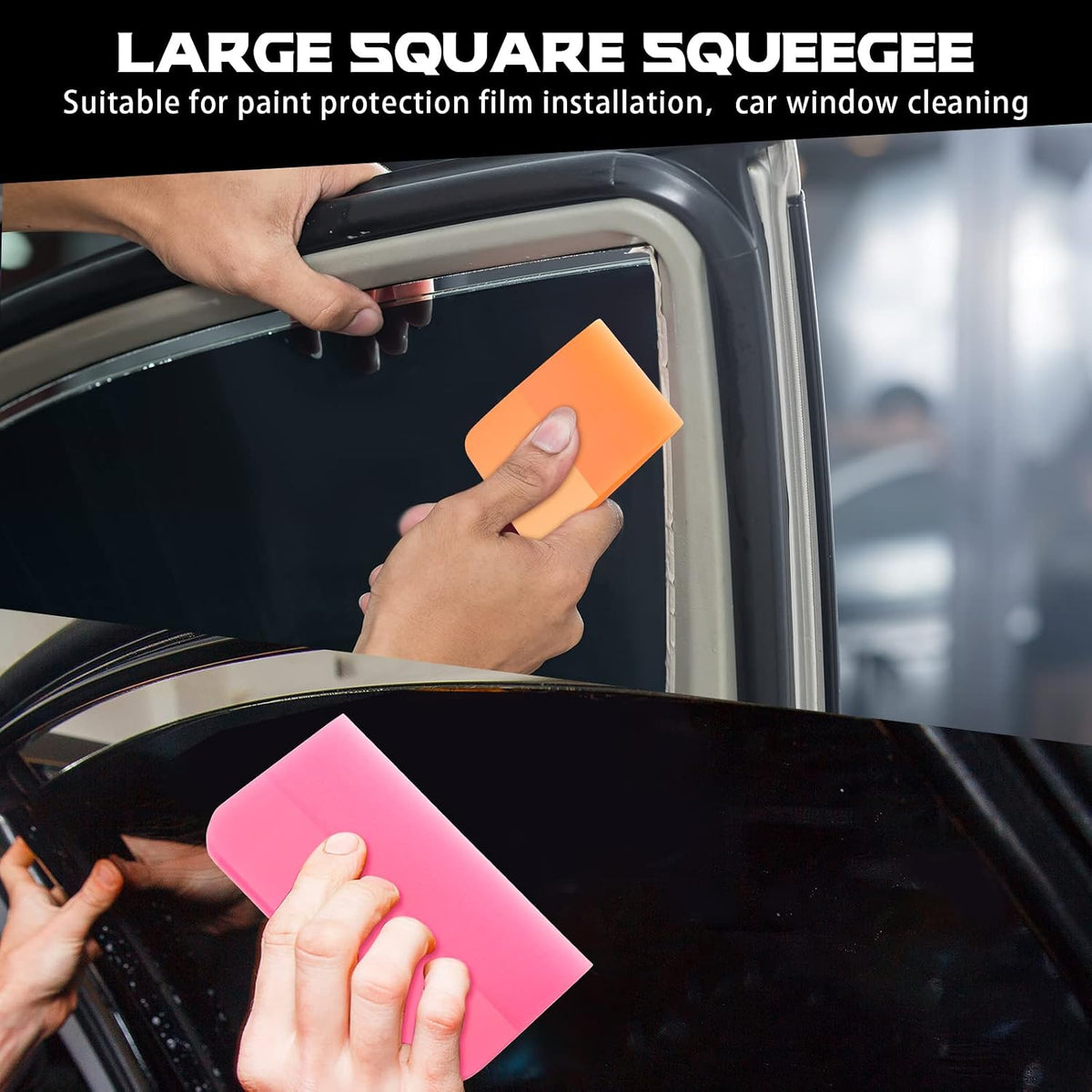 4 Pcs PPF Squeegee Soft Silicone Rubber Scraper, Anti Scratch TPU Coating Scraper for Car Vinyl Paint Protection Film Installation, Vinyl Wrap and Window Tint Windshield Glass Cleaning Kit, 4 Sizes