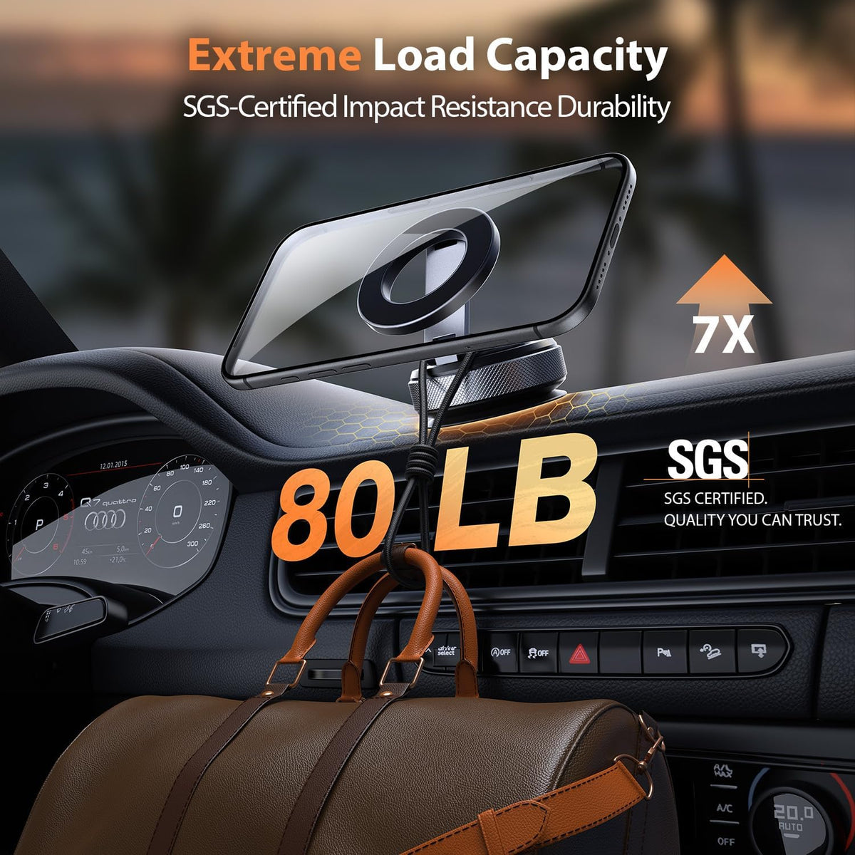 2026 Vacuum Magnetic Phone Holder for Car, MagSafe Car Mount
