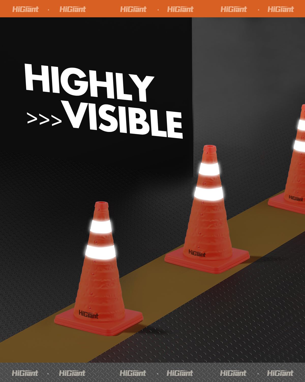 HiGiant 4 Pack 18" Collapsible Traffic Safety Cones, Orange Cones