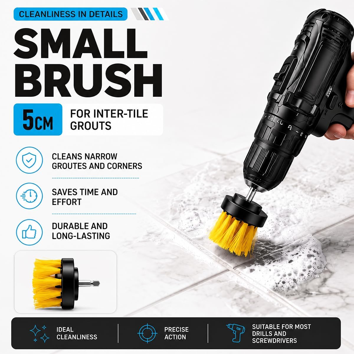 30Pcs Drill Brush Set for Car Detailing, Bathroom, Carpet, Tile Grout