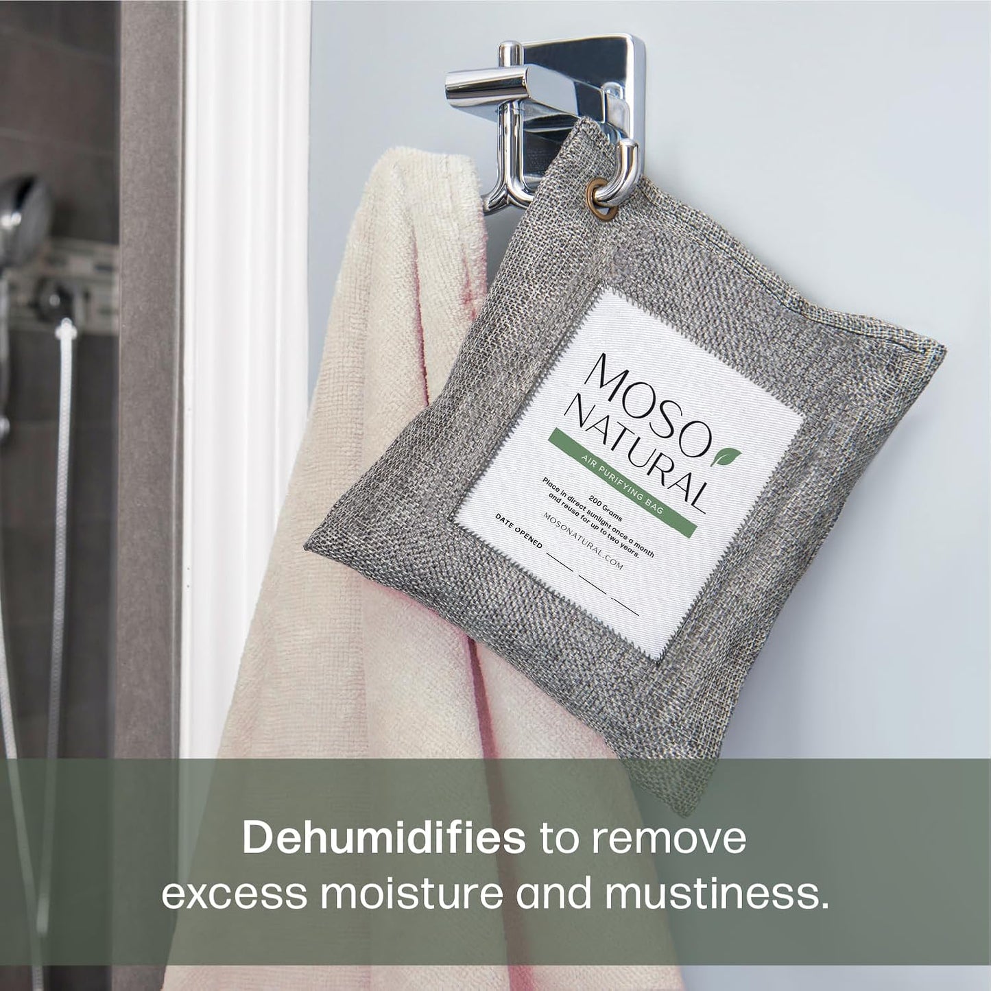 Moso Natural Air Purifying Bag 200g, Charcoal Odor Absorber, Car Odor Eliminator & Closet Deodorizer for Home & Pet, Lasts 2 Years, Unscented Bamboo Charcoal Bags, HGTV Editors' Pick