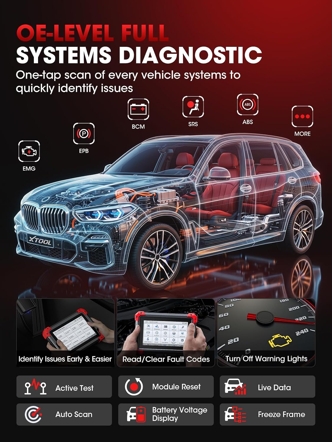 XTOOL D7BT Wireless Bidirectional Scan Tool with ECU Coding, AI-Assisted