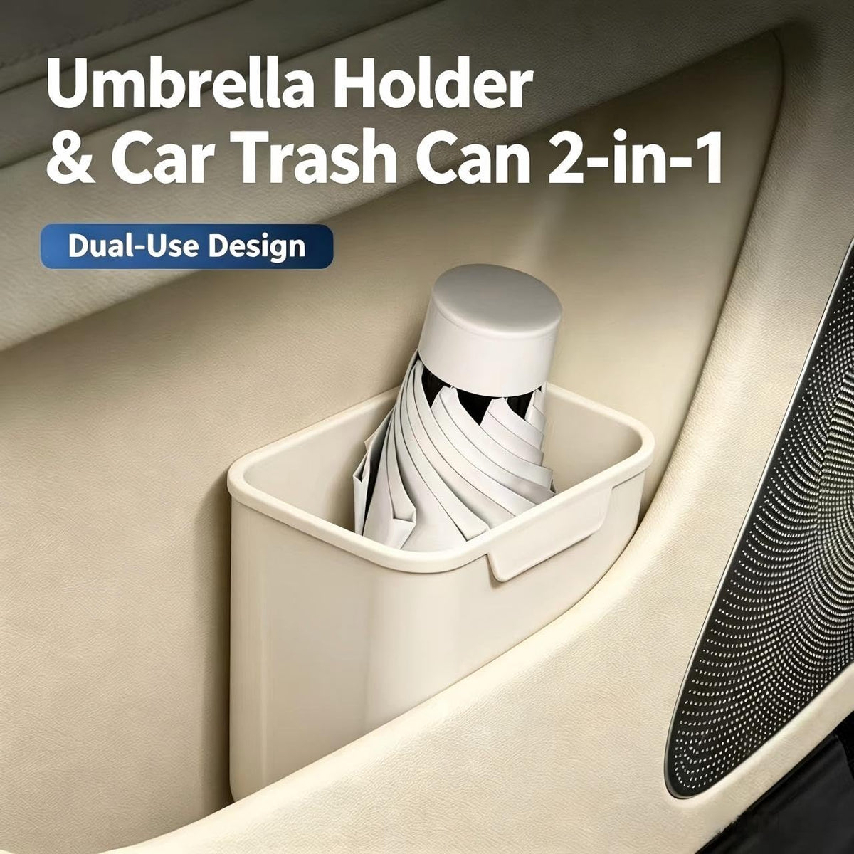 Soft Silicone 2‑in‑1 Car Door Pocket Trash Bin and Car Umbrella Holder