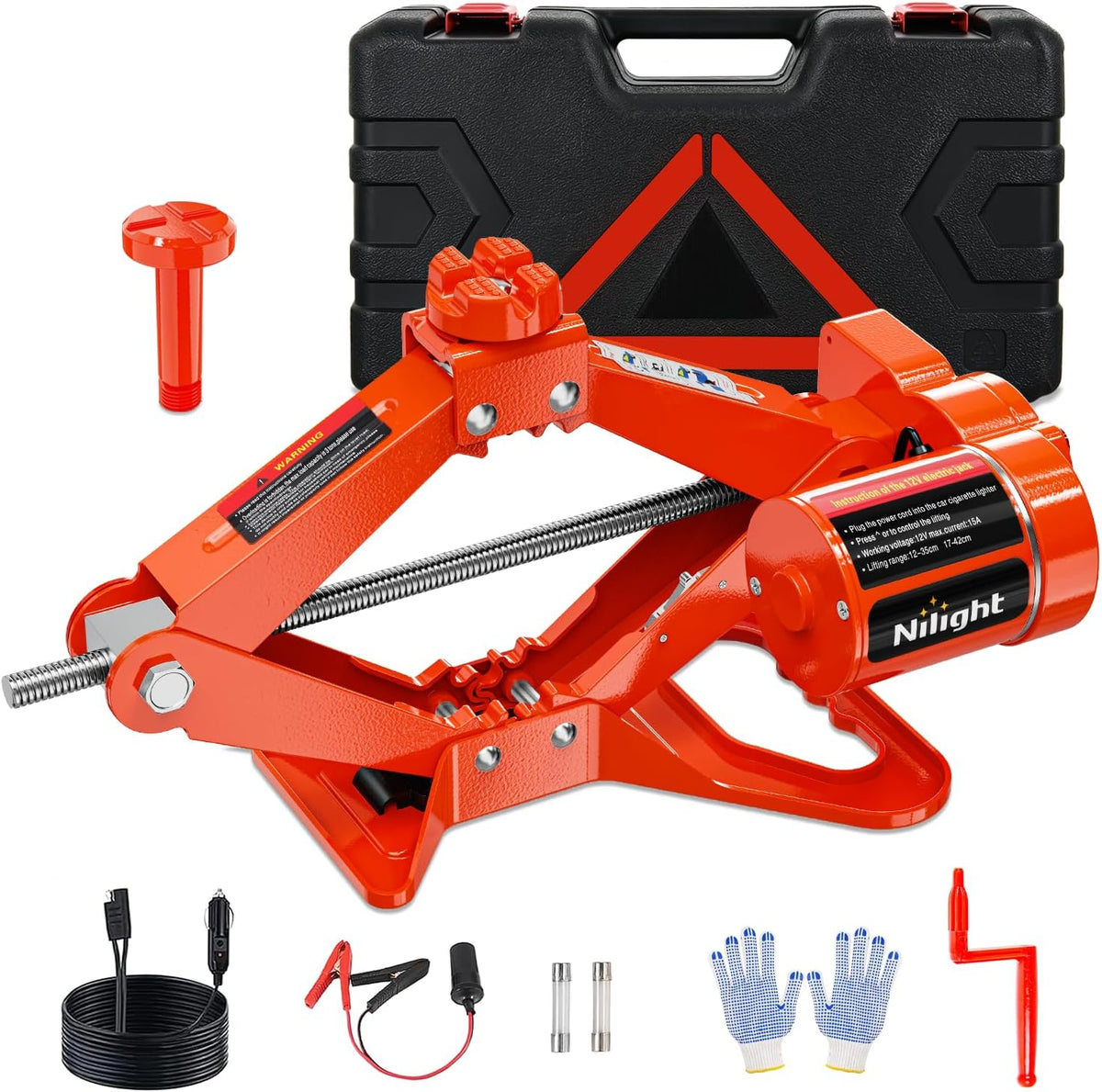 Nilight Electric Car Jack 5 Ton 12V Hydraulic Floor Jacks w Pump LED Light