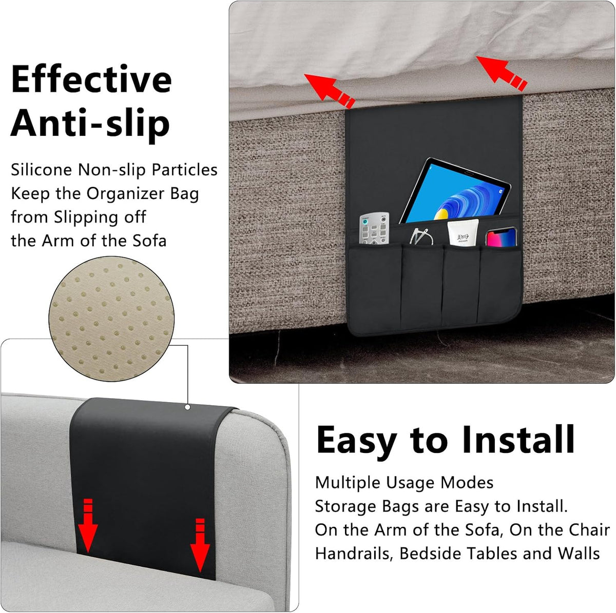 Remote Control Holder for Armchair Caddy, Remote Holder with 5 Pockets