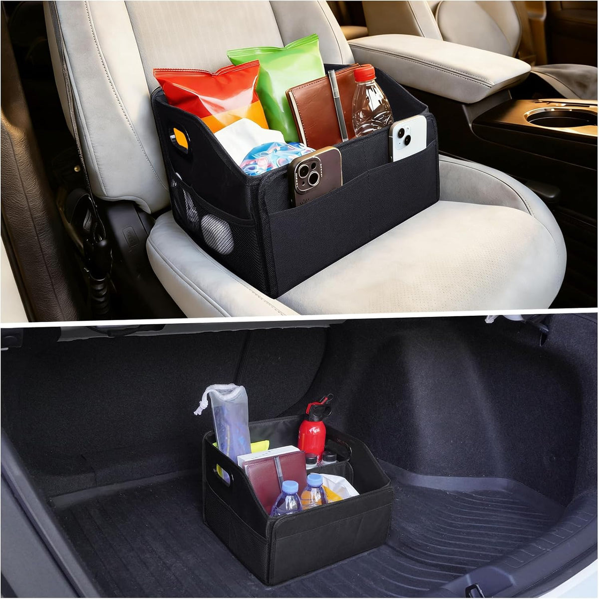 Car Seat Storage Organizer, Passenger Seat Backseat Storage Caddy, Black