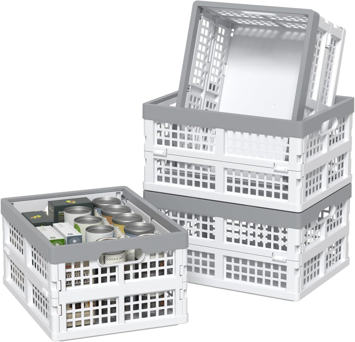 4 Packs 15 Liter Collapsible Milk Crates, Storage Bin/Container